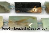 CTB921 13*25mm - 15*28mm faceted flat tube amazonite beads