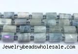 CTB940 15 inches 13*25mm - 14*19mm faceted tube aquamarine beads