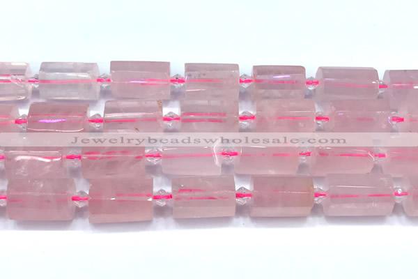 CTB943 15 inches 13*25mm - 14*19mm faceted tube rose quartz beads