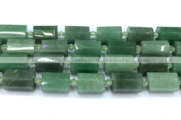 CTB948 15 inches 13*25mm - 14*19mm faceted tube green aventurine beads