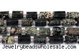 CTB954 15 inches 13*25mm - 14*19mm faceted tube snowflake obsidian beads