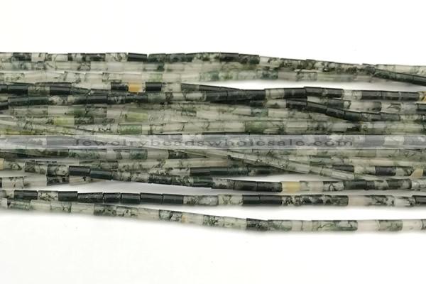 CTB981 15 inches 2*4mm tube moss agate beads