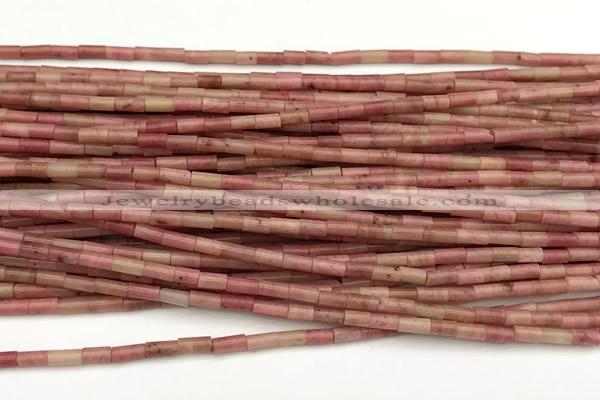 CTB988 15 inches 2*4mm tube pink wooden jasper beads