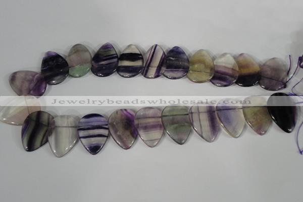 CTD06 Top drilled 22*30mm flat teardrop fluorite gemstone beads