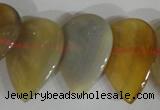 CTD08 Top drilled 22*30mm flat teardrop agate gemstone beads