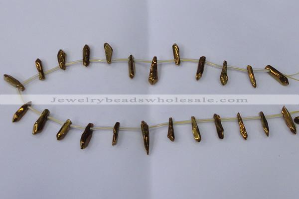 CTD1130 Top drilled 4*12mm - 6*20mm nuggets plated quartz beads