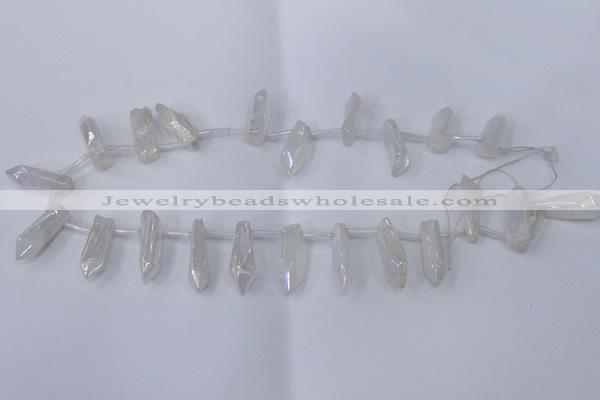 CTD1135 Top drilled 6*20mm - 8*25mm nuggets plated quartz beads