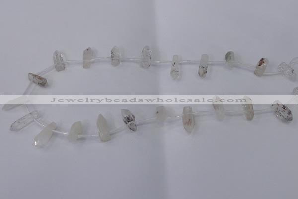 CTD1137 Top drilled 6*15mm - 8*20mm nuggets white crystal beads