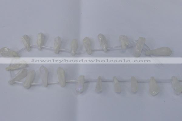 CTD1142 Top drilled 8*25mm - 10*30mm nuggets white crystal beads