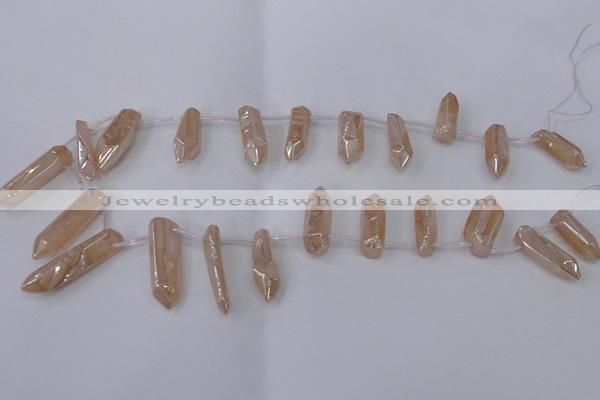 CTD1149 Top drilled 8*20mm - 10*30mm sticks plated quartz beads