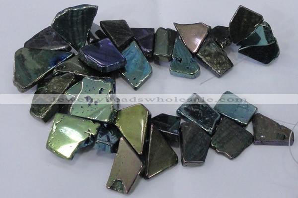 CTD1167 Top drilled 15*25mm - 30*40mm freeform plated agate beads