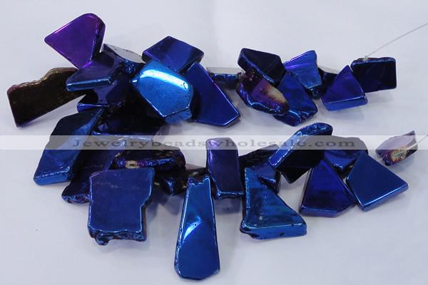 CTD1171 Top drilled 15*25mm - 30*40mm freeform plated agate beads