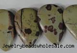 CTD12 Top drilled 22*30mm flat teardrop artistic jasper beads