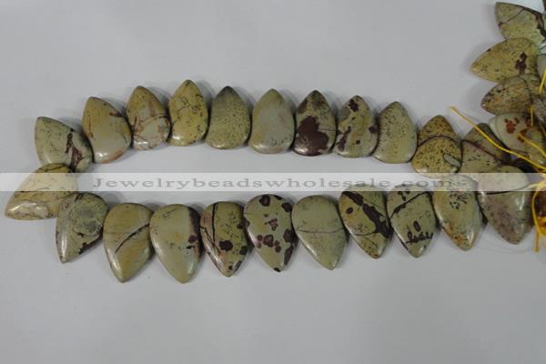 CTD12 Top drilled 22*30mm flat teardrop artistic jasper beads