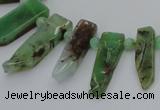 CTD1204 Top drilled 5*15mm - 8*35mm sticks Australia chrysoprase beads