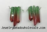 CTD1223 Top drilled 7*30mm - 9*45mm sticks plated quartz beads