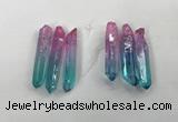 CTD1224 Top drilled 7*30mm - 9*45mm sticks plated quartz beads