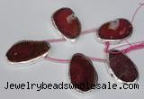 CTD1577 30*45mm - 35*50mm freeform agate beads with brass setting