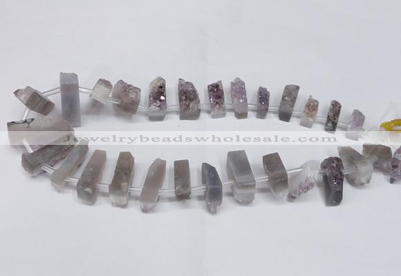 CTD1594 Top drilled 8*25mm - 9*25mm sticks druzy amethyst beads