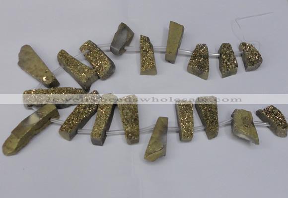 CTD1612 Top drilled 13*25mm - 15*45mm freeform plated druzy quartz beads