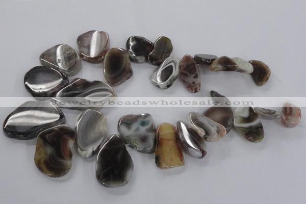 CTD1618 Top drilled 15*25mm - 30*45mm freeform botswana agate beads