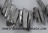 CTD1623 Top drilled 4*15mm - 6*35mm sticks plated quartz beads