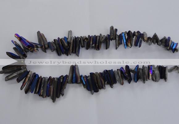 CTD1628 Top drilled 4*15mm - 6*35mm sticks plated quartz beads