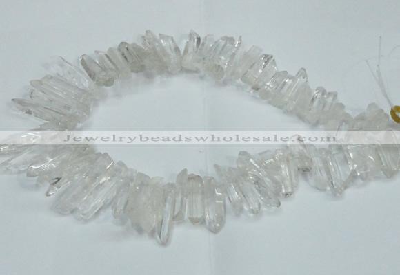 CTD1638 Top drilled 5*25mm - 7*45mm sticks white crystal beads