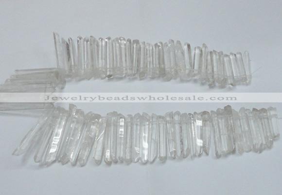 CTD1639 Top drilled 5*30mm - 7*60mm sticks white crystal beads