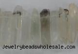 CTD1661 Top drilled 6*18mm - 8*35mm sticks green phantom quartz beads