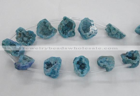 CTD1684 Top drilled 15*25mm - 30*35mm nuggets druzy agate beads