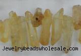 CTD1691 Top drilled 5*15mm - 7*35mm sticks dyed white crystal beads