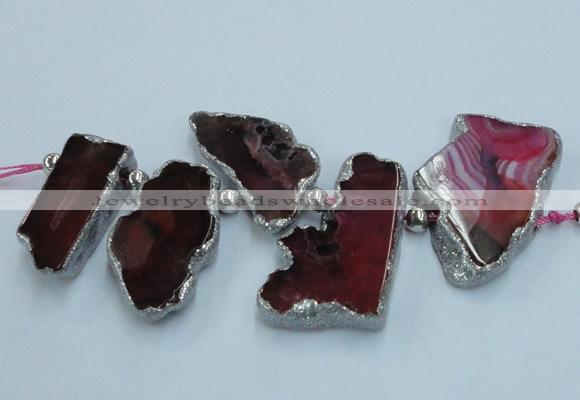 CTD1729 Top drilled 25*35mm - 30*45mm freeform agate slab beads