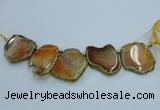 CTD1738 Top drilled 25*35mm - 35*50mm freeform agate slab beads