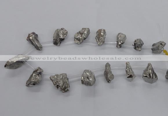 CTD1933 Top drilled 12*20mm - 25*35mm nuggets plated amethyst beads