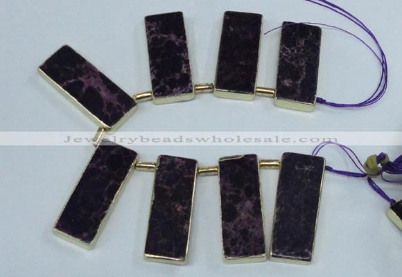 CTD1943 Top drilled 18*45mm - 20*50mm rectangle sea sediment jasper beads