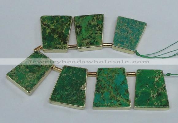 CTD1955 Top drilled 30*40mm - 35*45mm trapezoid sea sediment jasper beads