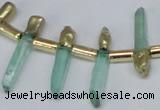 CTD1959 Top drilled 4*15mm - 6*30mm sticks dyed white crystal beads