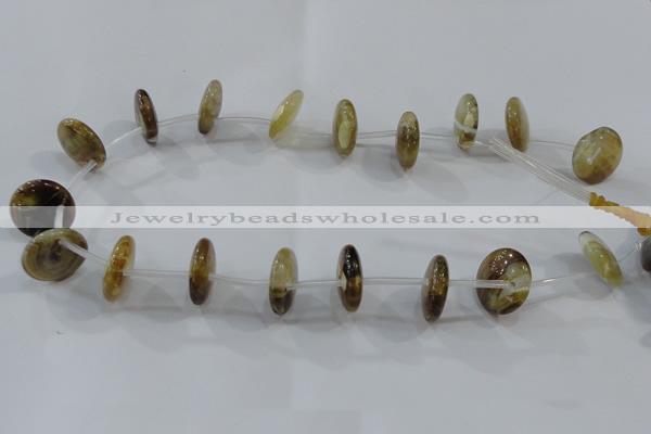 CTD1991 Top drilled 5*20mm flat round agate gemstone beads