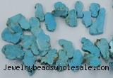 CTD2012 Top drilled 20*25mm - 30*35mm freeform turquoise beads