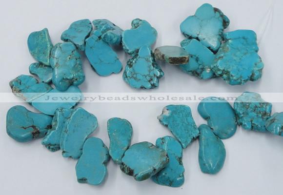 CTD2014 Top drilled 20*25mm - 30*35mm freeform turquoise beads