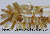 CTD2111 Top drilled 10*25mm - 12*45mm sticks yellow quartz beads