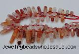 CTD2112 Top drilled 10*25mm - 12*45mm sticks pink quartz beads