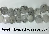 CTD2143 15*25mm - 18*25mm freeform black rutilated quartz  beads