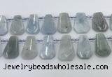 CTD2268 Top drilled 16*28mm - 20*30mm faceted freeform aquamarine beads