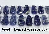 CTD2270 Top drilled 16*28mm - 20*30mm faceted freeform sodalite beads