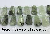 CTD2273 16*28mm - 20*30mm faceted freeform green rutilated quartz beads