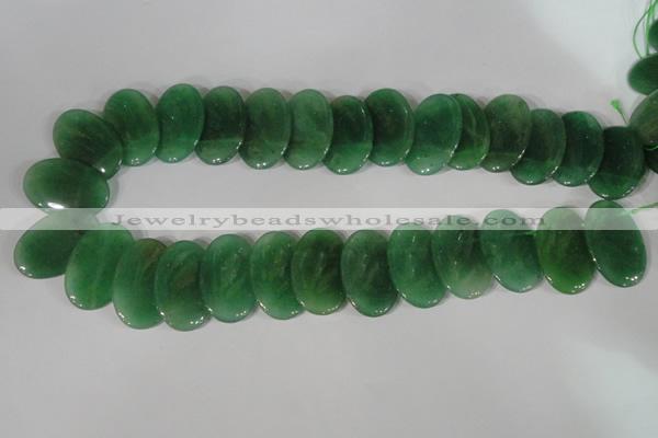 CTD23 Top drilled 20*30mm oval green aventurine beads wholesale