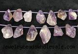 CTD2303 Top drilled 20*25mm - 25*45mm faceted nuggets amethyst beads