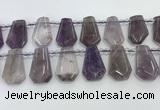 CTD2356 Top drilled 16*18mm - 20*30mm faceted freeform amethyst beads